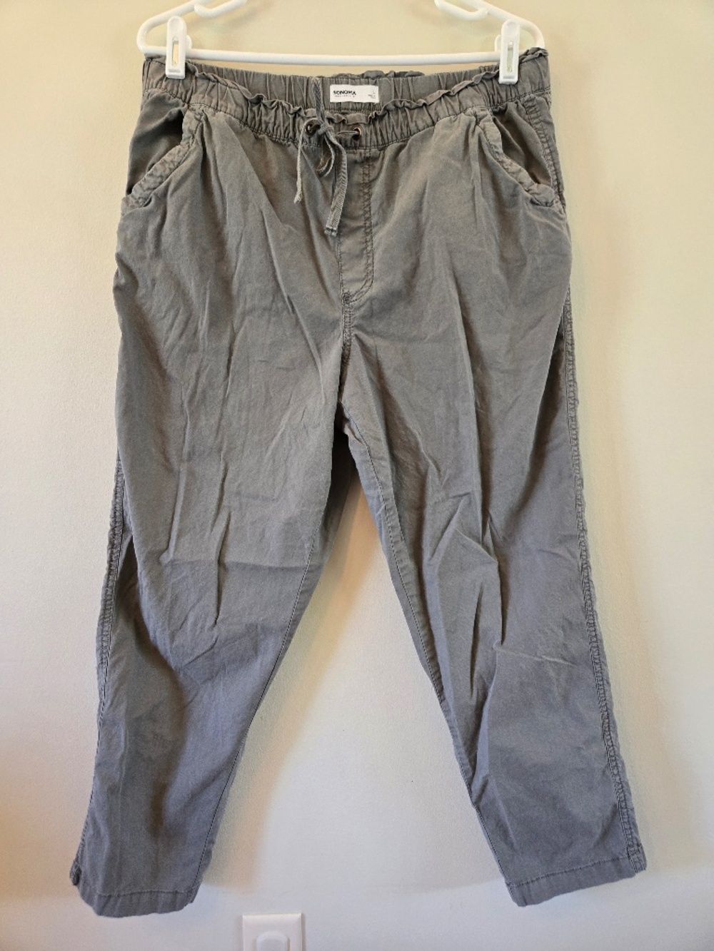 Sonoma Easy Paper Bag Waist Capri Pants - Gray